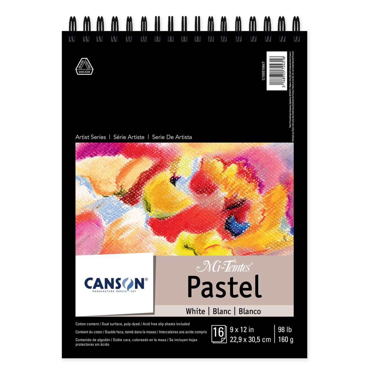 Canson® Mi-Teintes® Pastel with Glassine Pad, 9 x 12"